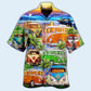 Bus And Tropical Beach Hawaiian Shirt With All Over Print For Tropical Holiday Resort Parties And Everyday Style
