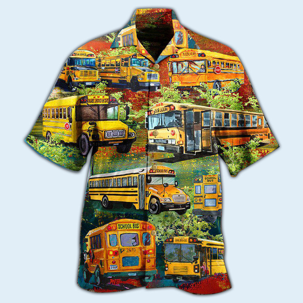 Green School Bus Stop Talking Driver Hawaiian Shirt For Warm Weather Adventures And Everyday Comfort