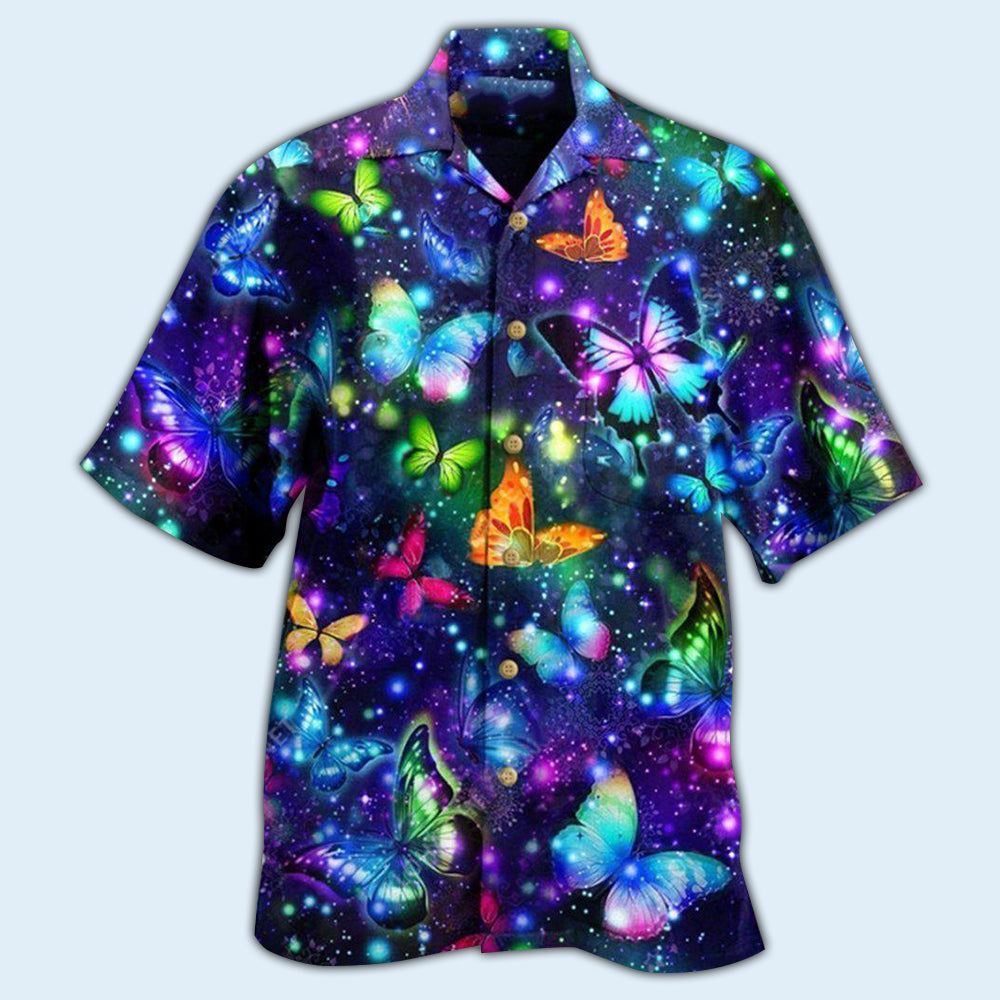 Colorful Dark Butterfly Hawaiian Shirt For Poolside Relaxation And Sunny Getaways