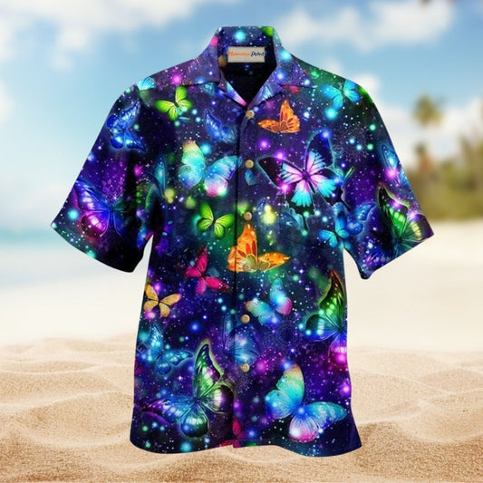 Butterflies Colorful Hawaiian Shirt For Island Getaways Beach Parties And Comfortable Vacation Style