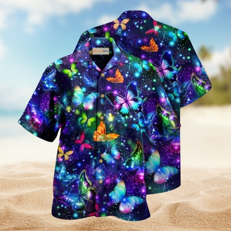 Butterflies Colorful Hawaiian Shirt For Island Getaways Beach Parties And Comfortable Vacation Style