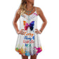Butterfly V-Neck Sleeveless Cami Dress For Beach Trips And Graceful Warm Weather Outfits
