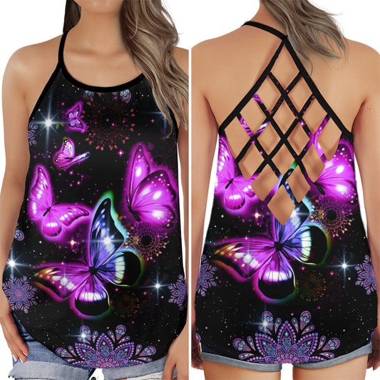 Butterfly Everyday Beauty Hollow Tank Top For Yoga Practice And Summer Outings