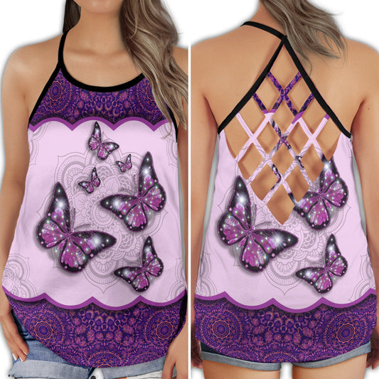 Butterfly Beautiful Everyday Forever Floral Soft Hollow Tank Top For Yoga Practice And Summer Outings