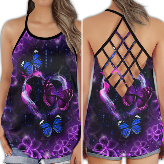 Colorful Butterfly Everyday Beauty Hollow Tank Top For Yoga Practice And Summer Outings