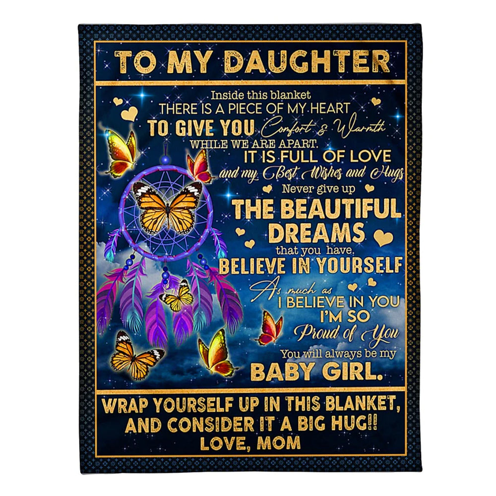 Butterfly Believe In Yourself Daughter Gift Flannel Blanket For Cozy Bedroom Sofa Decor