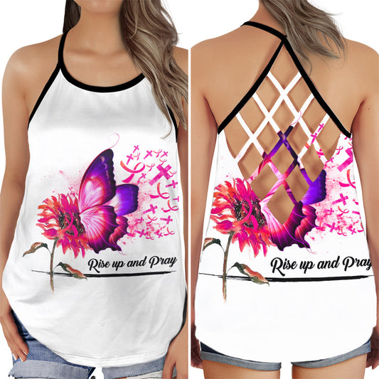 Breast Cancer Believe Strong Butterfly Hollow Tank Top For Community Events And Positive Support