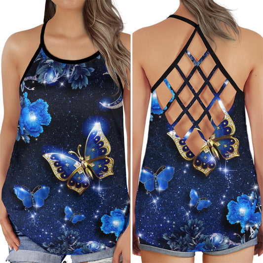 Butterfly Dream Night Hollow Tank Top For Yoga Practice And Summer Outings
