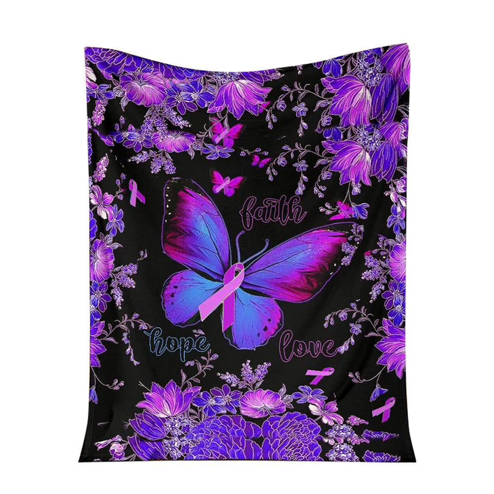 Butterfly Faith Hope Love Flannel Blanket For Cozy Bedroom Sofa Decor