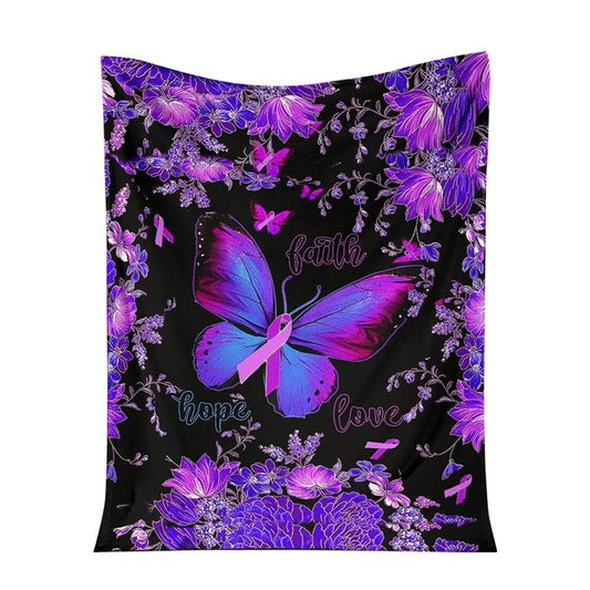 Butterfly Faith Hope Love Flannel Blanket For Cozy Bedroom Sofa Decor