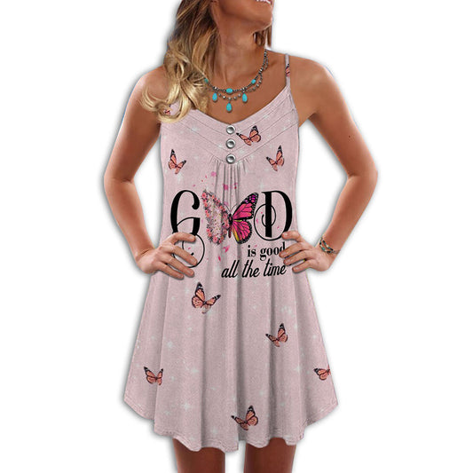 Butterfly Faith Inspirational Quote – Women's Summer Sleeveless V-Neck Camisole Dress