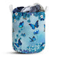 Small Size Butterfly Flower Blue Colorful Laundry Basket For Bathroom Bedroom Storage