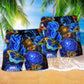 Glowing Blue Rose Butterfly Beach Shorts Pattern Detail For Poolside Fun And Relaxed Casual Style