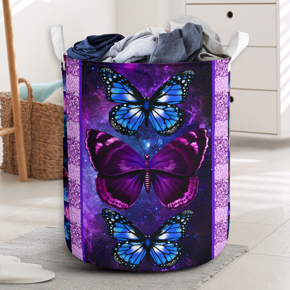 Butterfly Galaxy Purple Style Laundry Basket For Room Home Organizer