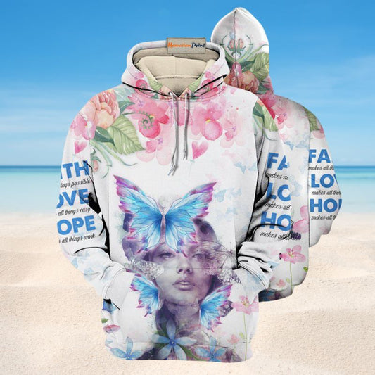 Floral Butterfly Girl Hope Hoodie For Weekend Adventures Casual Style And Relaxed Comfort