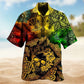 Butterfly Golden Skull Hawaiian Shirt For Creative Adventures, Beach Travel, And Bold Warm Weather Wear