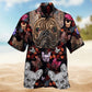 Dog Bulldog Embroidery Hawaiian Shirt For Summer Vacation, Beach Travel, And Casual Wear