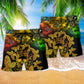 Golden Butterfly Skull Artistic Beach Shorts Artwork Detail For Coastal Festival Trips