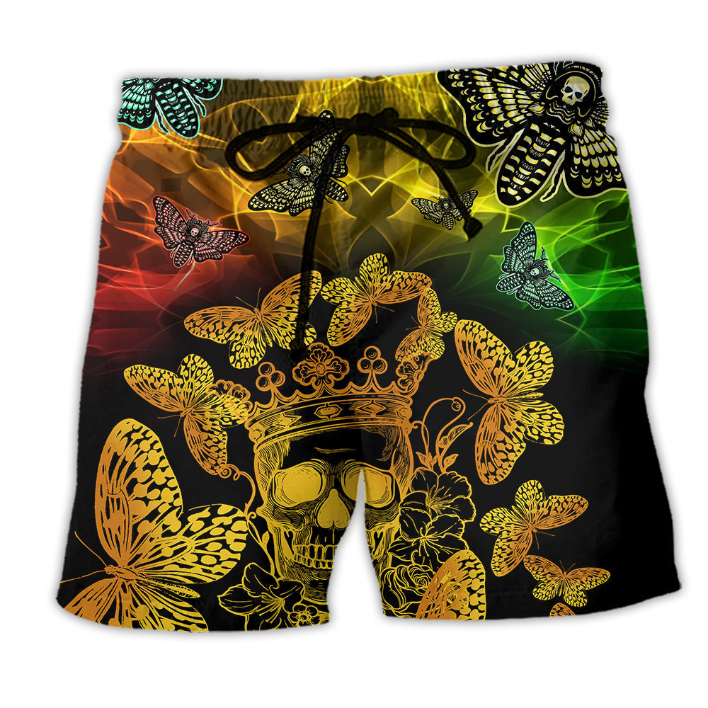 Butterfly Skull Beach Shorts For Tropical Holidays And Weekend Casual Style