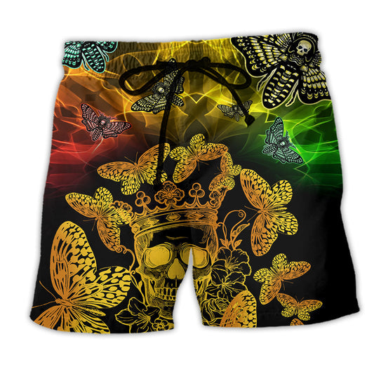 Butterfly Skull Beach Shorts For Tropical Holidays And Weekend Casual Style