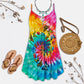 Butterfly Hippie Tie Dye V-Neck Sleeveless Cami Dress For Outdoor Gatherings And Colorful Summer Style