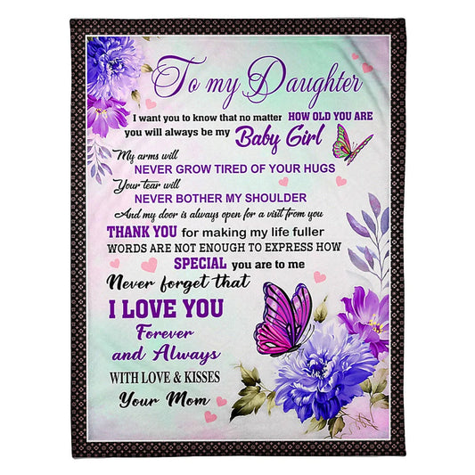 Butterfly How You Are To Me Daughter Gift Flannel Blanket For Cozy Bedroom Sofa Decor