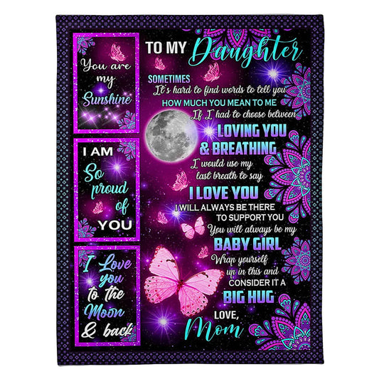 Butterfly I Love You Daughter Gift Flannel Blanket For Cozy Bedroom Sofa Decor