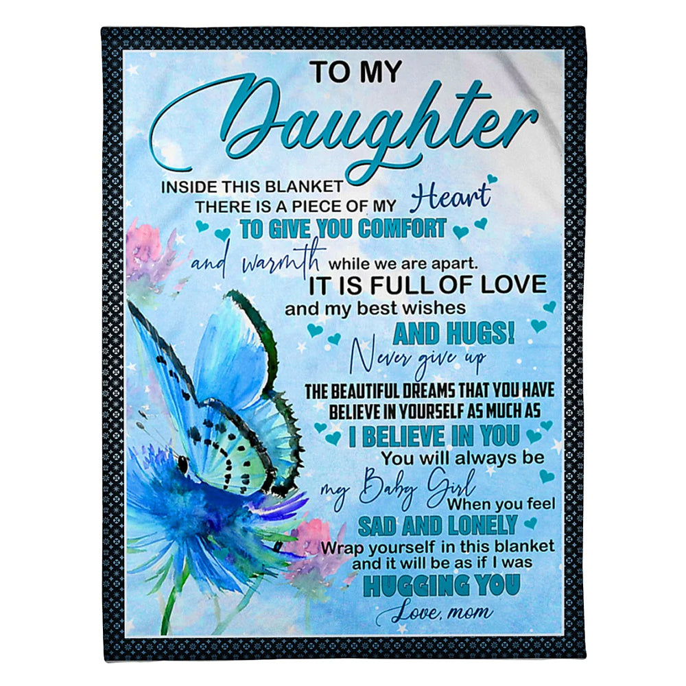 Butterfly Mom To Daughter Love Gift Flannel Blanket For Cozy Bedroom Sofa Decor