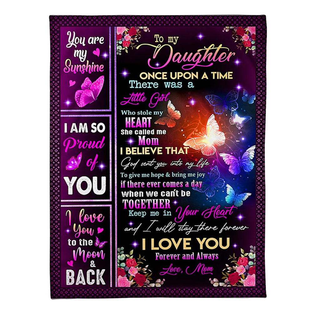 Butterfly Keep Me In Your Heart Daughter Gift Flannel Blanket For Cozy Bedroom Sofa Decor
