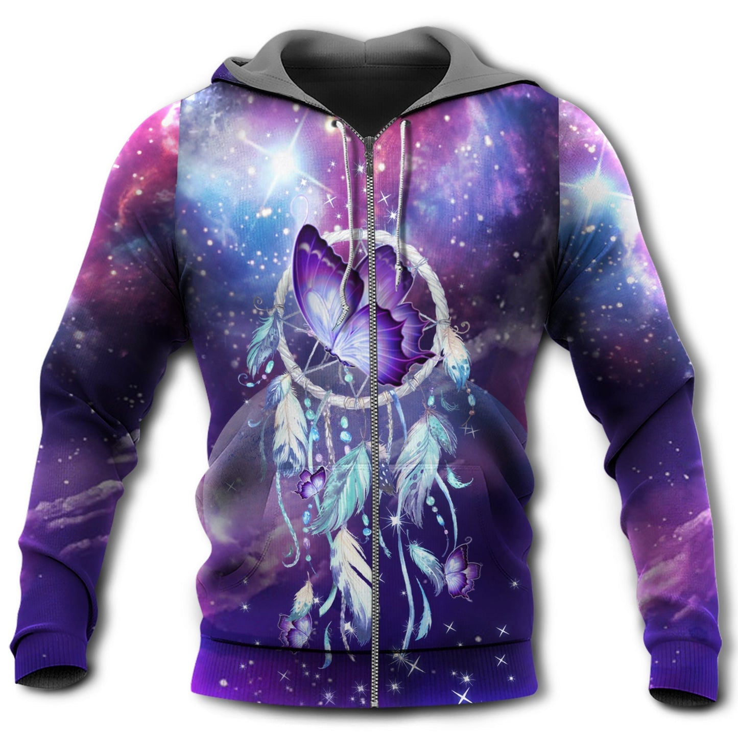 Purple Butterfly Dreamcatcher Hoodie For Traditional Themes Outdoor Events And Casual Travel