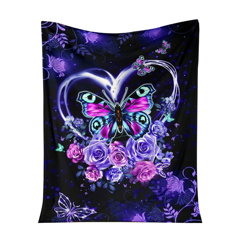 Butterfly Love Romantic Flannel Blanket For Cozy Bedroom Sofa Decor