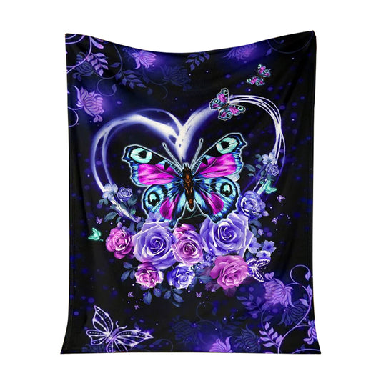 Butterfly Love Romantic Flannel Blanket For Cozy Bedroom Sofa Decor