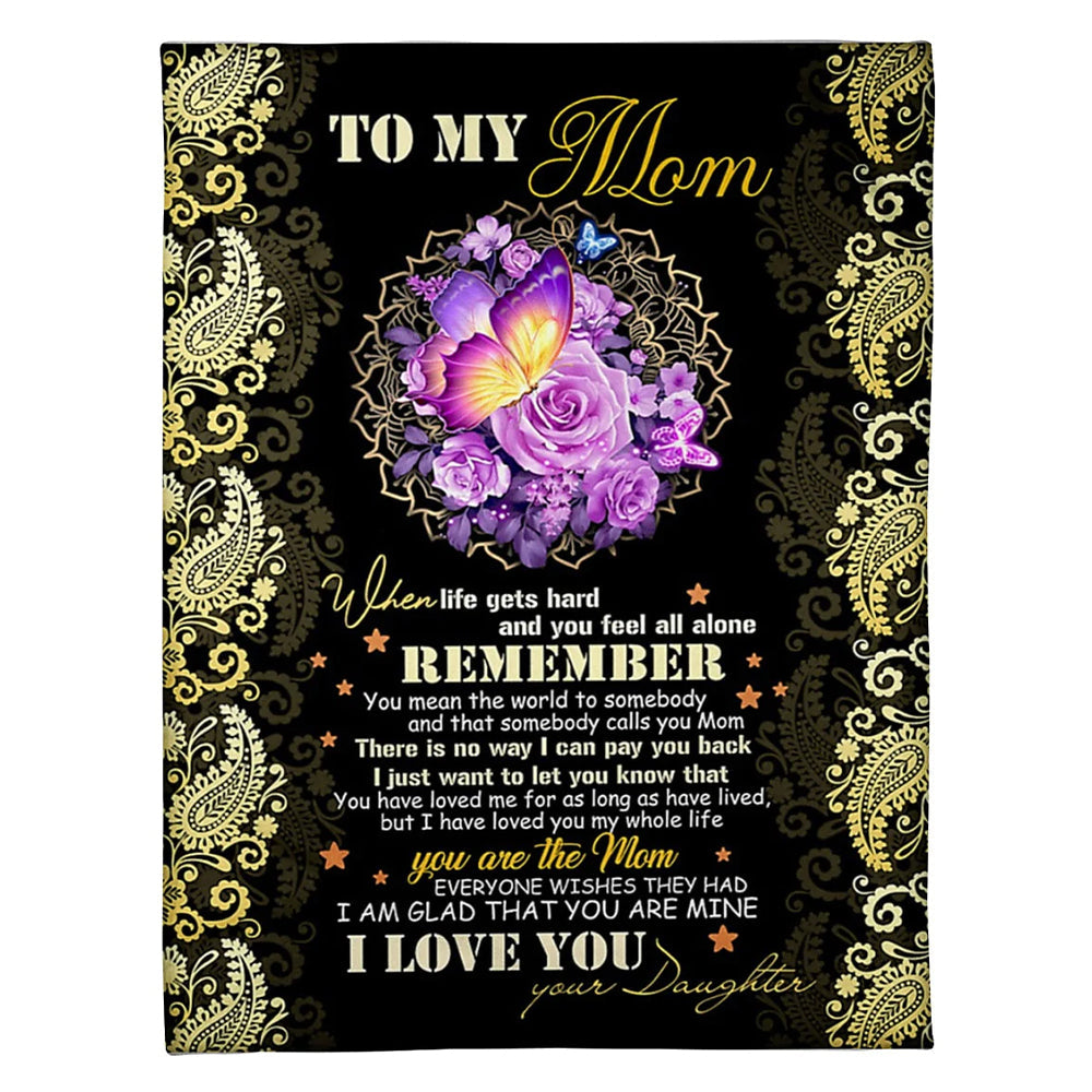 Butterfly Loving Mom Remember Flannel Blanket For Cozy Bedroom Sofa Decor