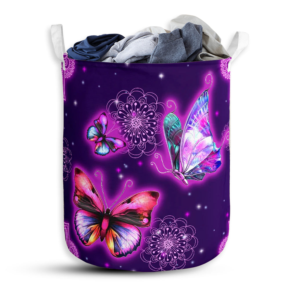 Small Size Butterfly Mandala Style Lover Laundry Basket For Bathroom Bedroom Storage