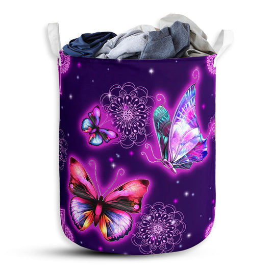 Small Size Butterfly Mandala Style Lover Laundry Basket For Bathroom Bedroom Storage