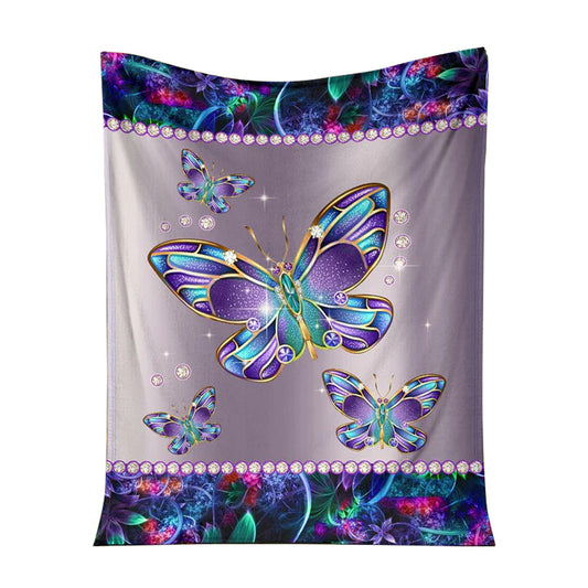Butterfly Metal Pattern Flannel Blanket For Cozy Bedroom Sofa Decor