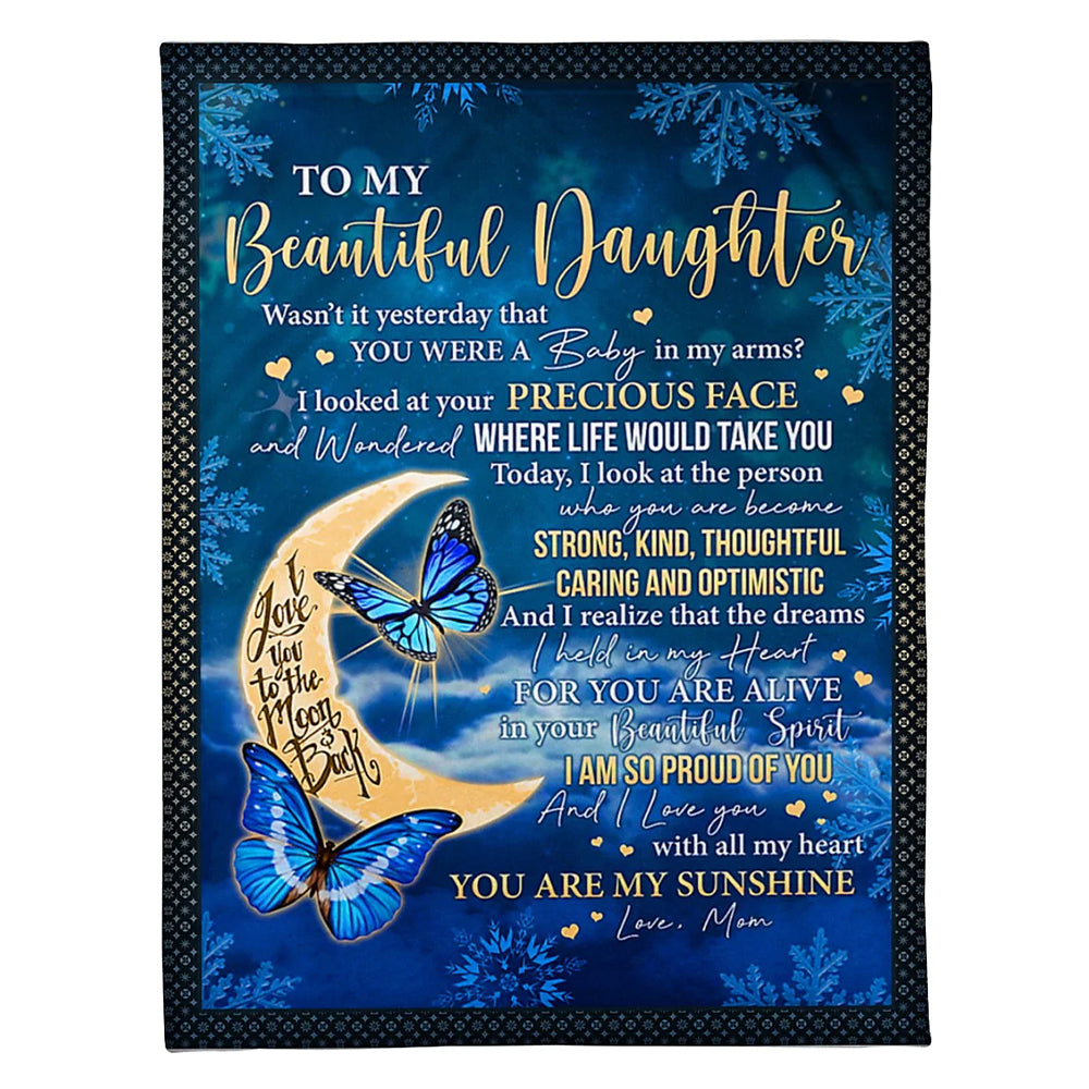 Butterfly Mom To Daughter Wasn't It Yesterday Flannel Blanket For Cozy Bedroom Sofa Decor
