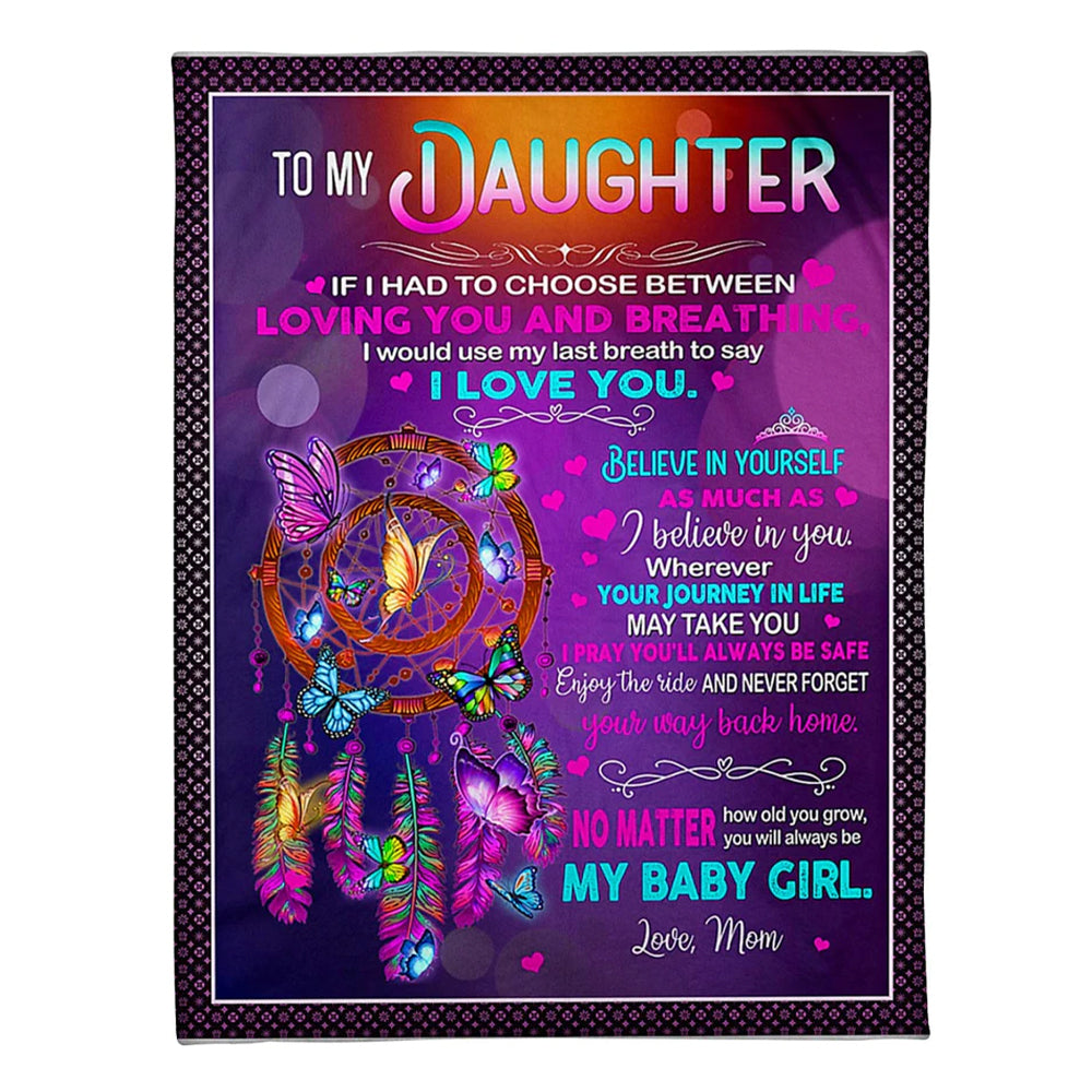 Butterfly My Baby Girl Daughter Gift Flannel Blanket For Cozy Bedroom Sofa Decor
