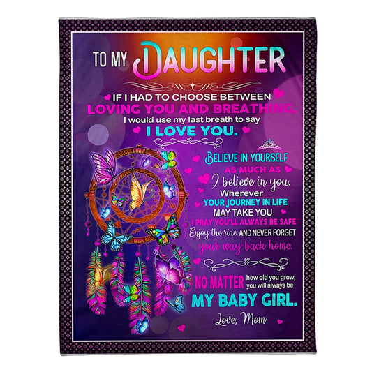 Butterfly My Baby Girl Daughter Gift Flannel Blanket For Cozy Bedroom Sofa Decor