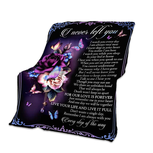 Butterfly Never Left You Memorial Flannel Blanket For Cozy Bedroom Sofa Decor