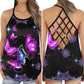 Purple Butterfly Beautiful Pattern Hollow Tank Top For Yoga Practice And Summer Outings