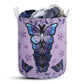 Small Size Butterfly Purple Leather Flower Laundry Basket For Bathroom Bedroom Storage