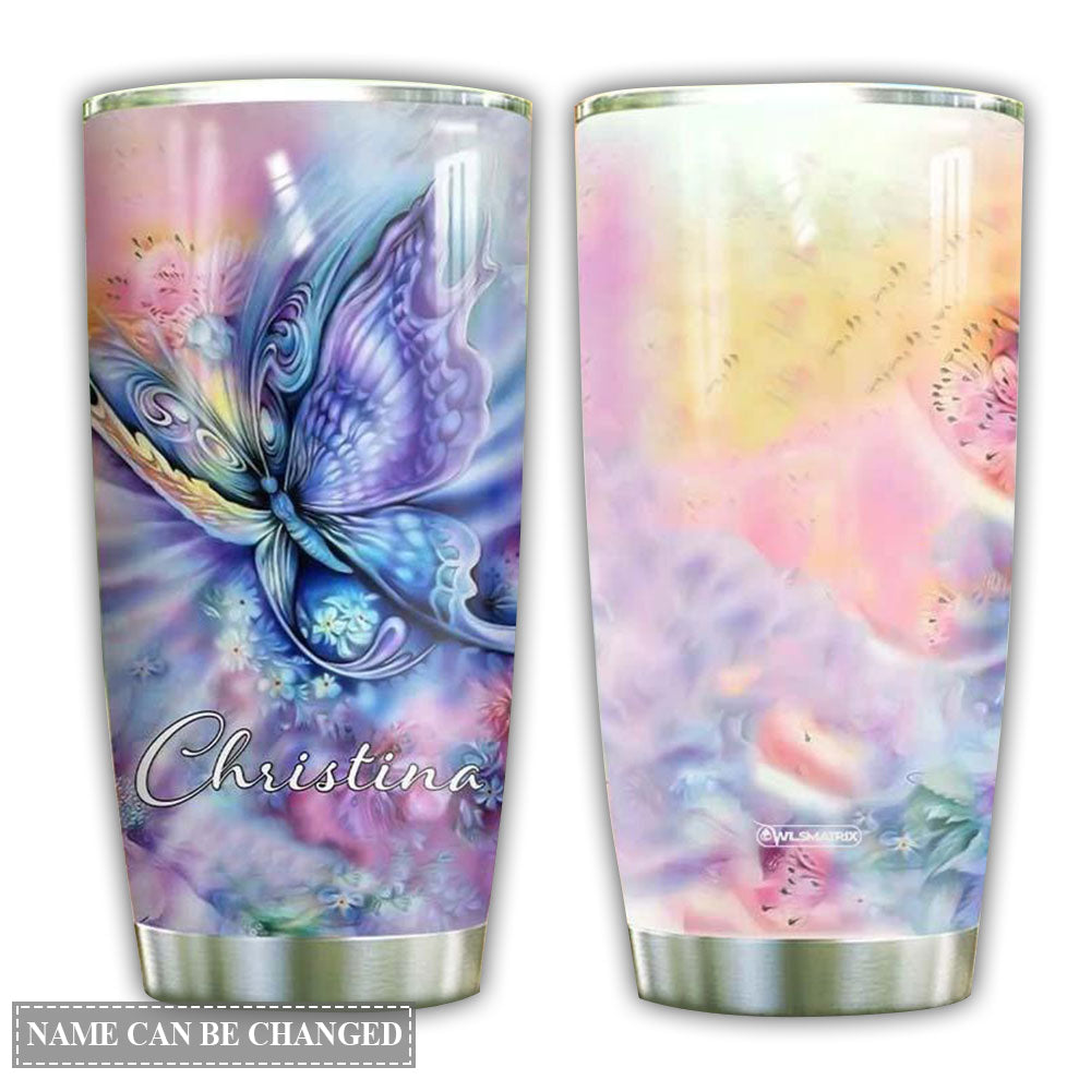 Butterfly Purple Yellow Pink Rainbow Personalized 20 Oz Tumbler For Coffee Travel And Daily Drinks
