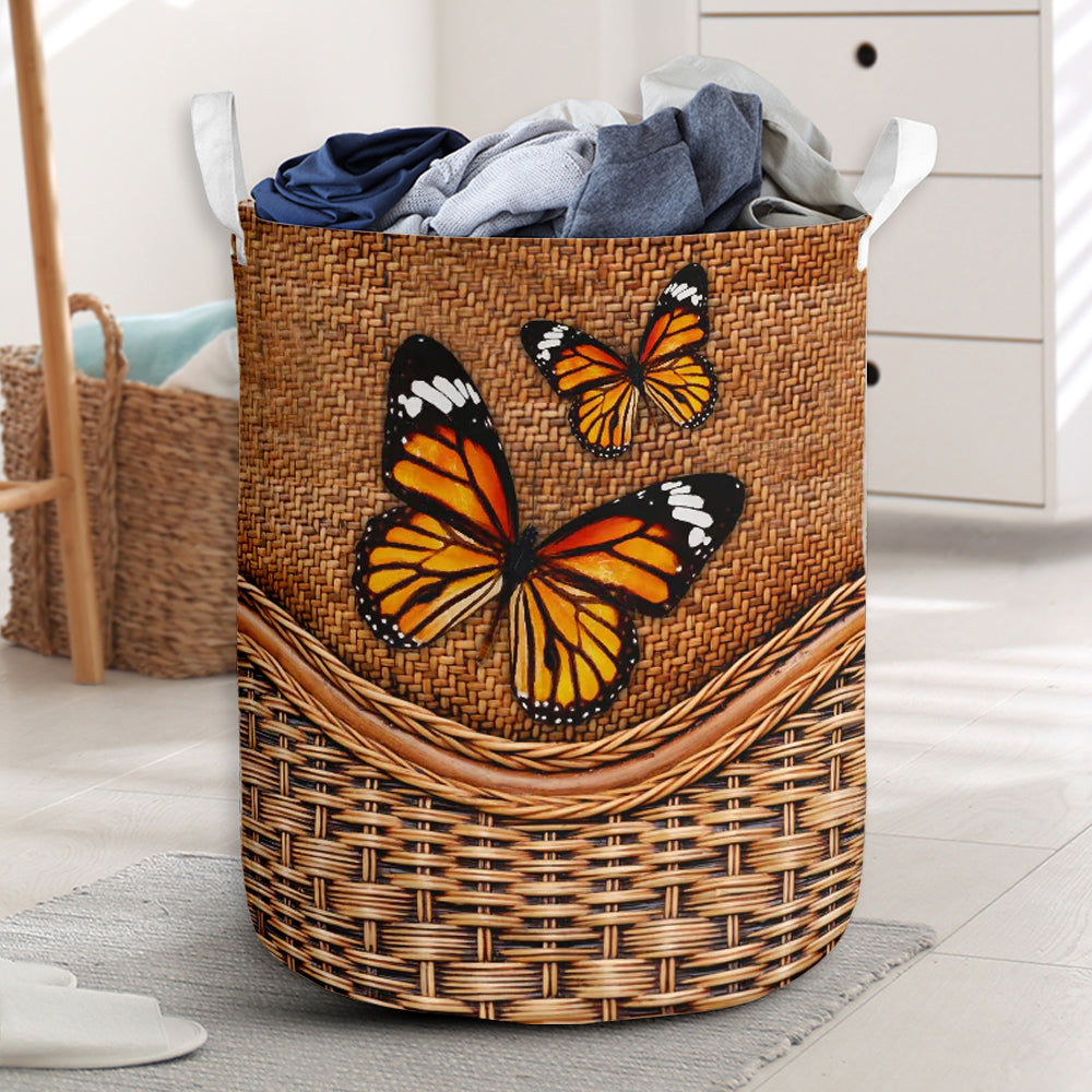Butterfly Rattan Texture Lovely Style Laundry Basket For Room Home Organizer