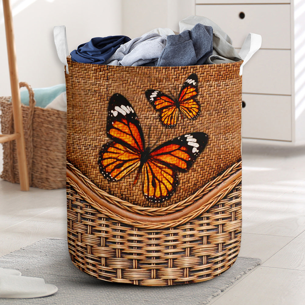 Butterfly Rattan Texture Laundry Basket For Room Home Organizer