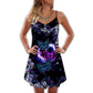Butterfly V-Neck Sleeveless Cami Dress For Floral Vacations And Casual Everyday Style