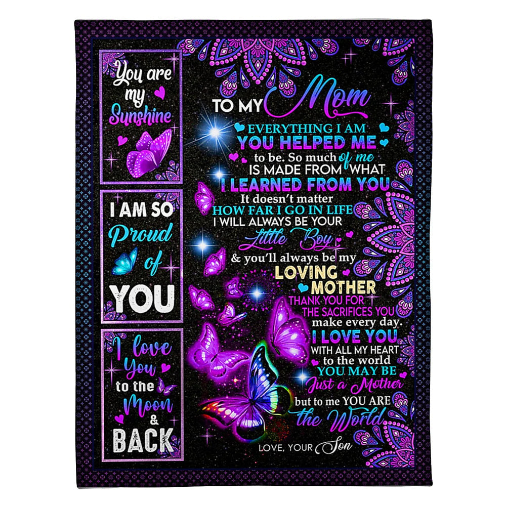 Butterfly To Me You Are The World Mother Flannel Blanket For Cozy Bedroom Sofa Decor