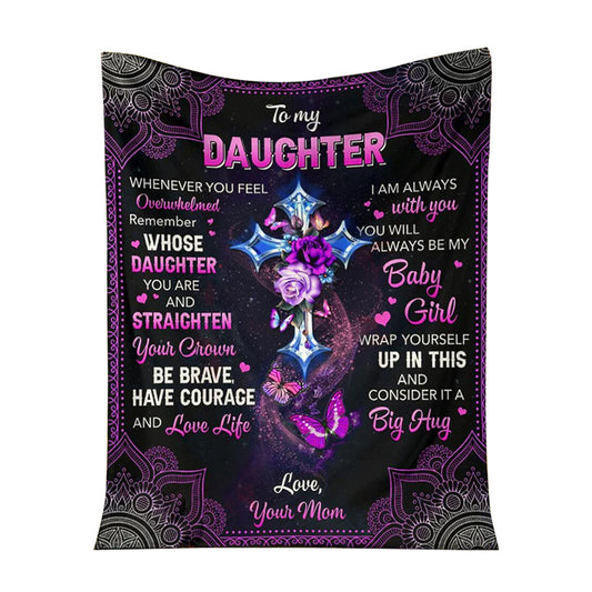 Butterfly To My Daughter Christian Flannel Blanket For Cozy Bedroom Sofa Decor