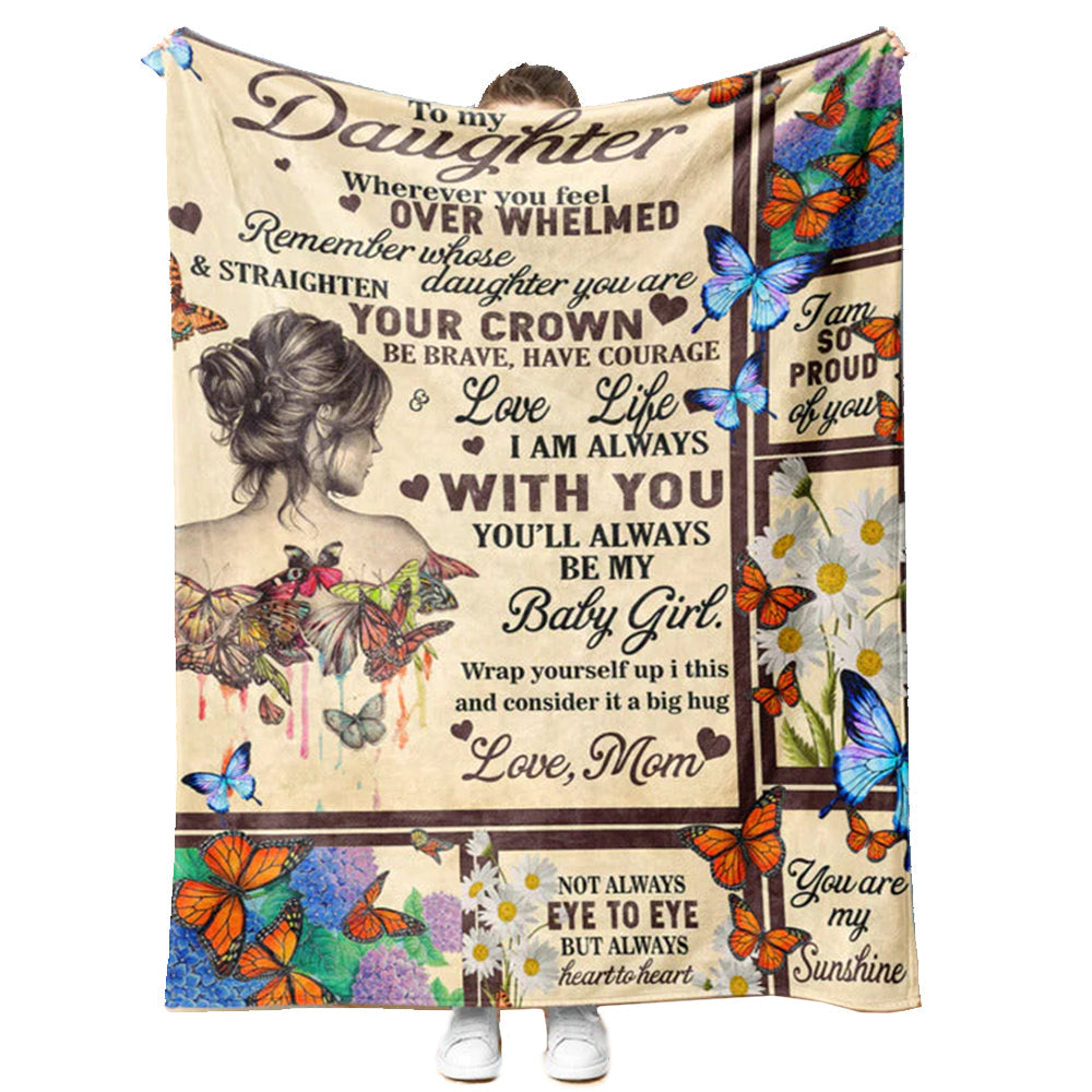 Butterfly To My Daughter Love Mom And Daughter Flannel Blanket For Cozy Bedroom Sofa Decor