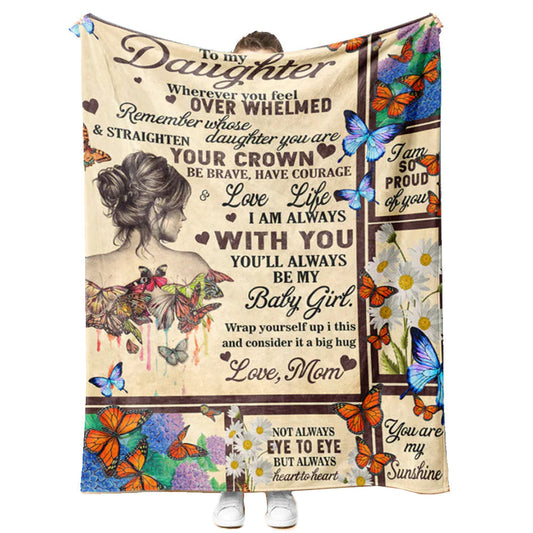 Butterfly To My Daughter Love Mom And Daughter Flannel Blanket For Cozy Bedroom Sofa Decor
